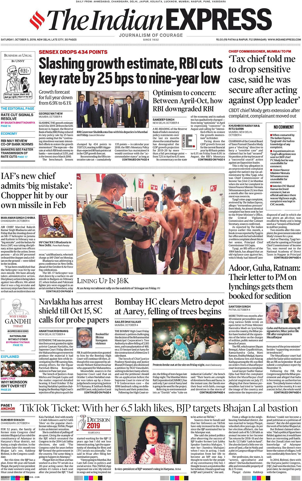 Front Pages this morning- October 5, 2019