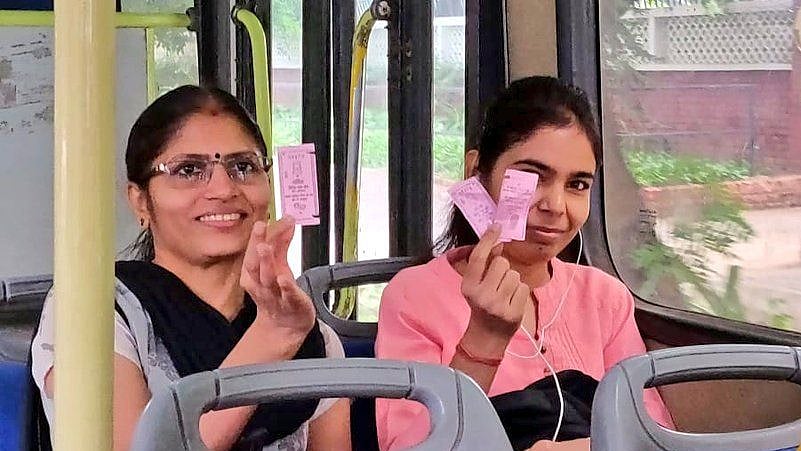 Women are given ‘pink’ tickets for free travel in DTC buses (Photo courtesy: Social media)