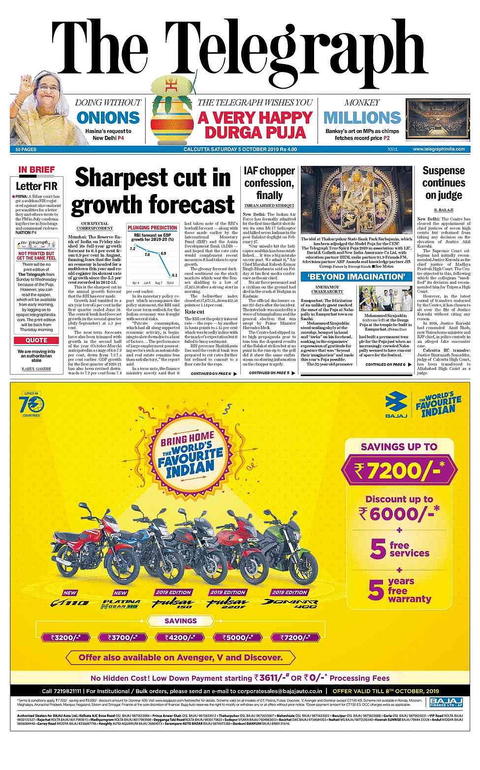 Front Pages this morning- October 5, 2019