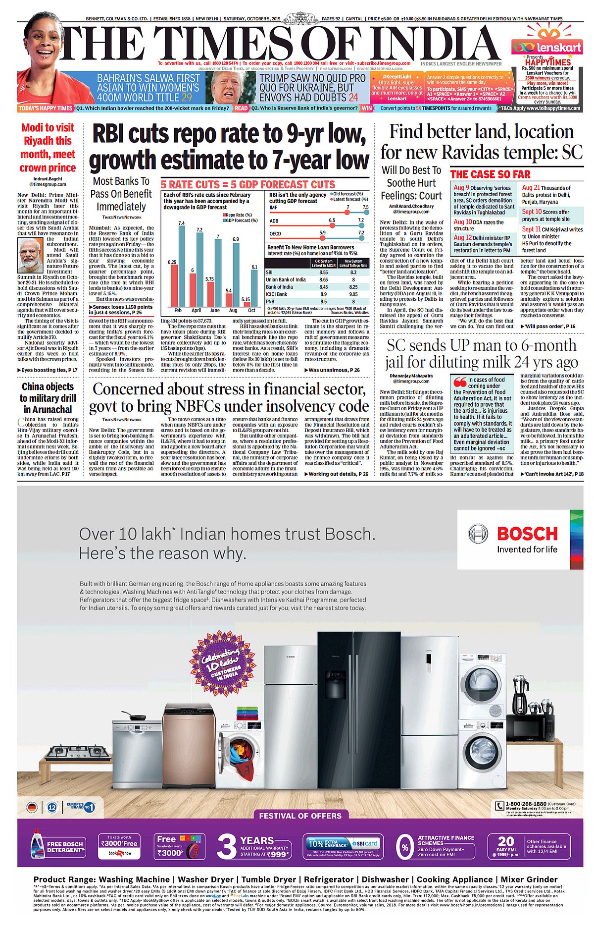 Front Pages this morning- October 5, 2019