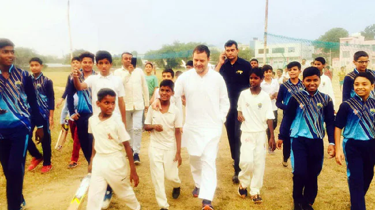 WATCH: Rahul Gandhi plays cricket as helicopter forced to land in Haryana due to bad weather