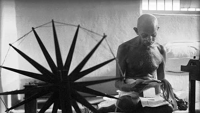 Gandhi and his spinning wheel