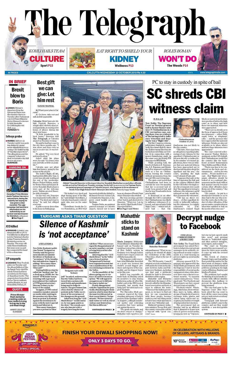 Front Pages this morning - October 23, 2019