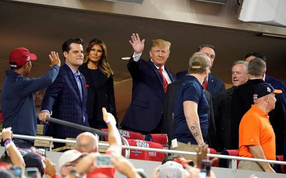 Donald Trump attends baseball game to get booed, crowd chants ‘Lock him up’