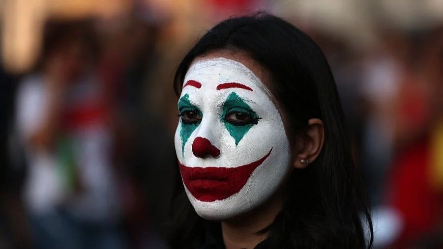 Lebanese protester dressing up as Joker (Photo courtesy: social media)