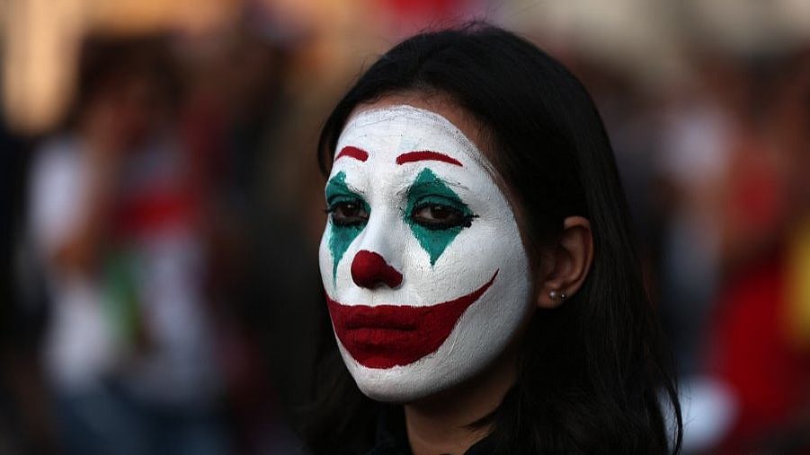 Lebanese protester dressing up as Joker (Photo courtesy: social media)