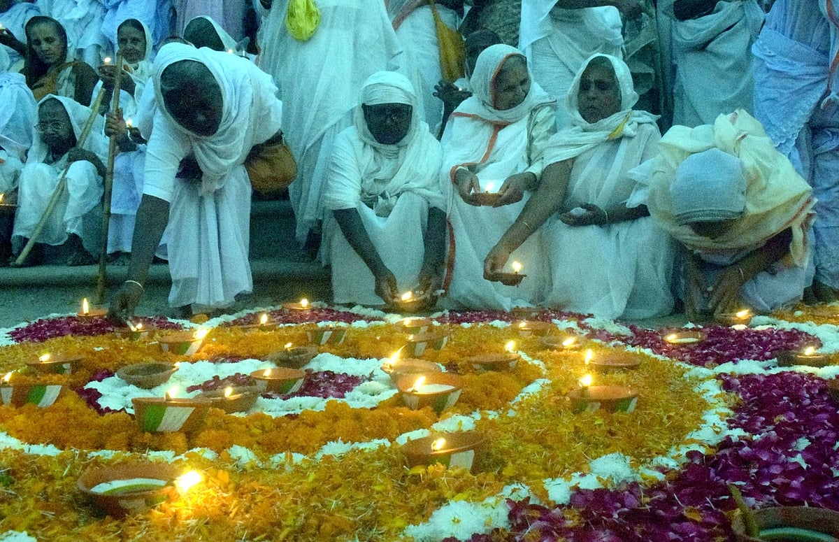 Vrindavan widows celebrate Diwali in Mathura, UP.
