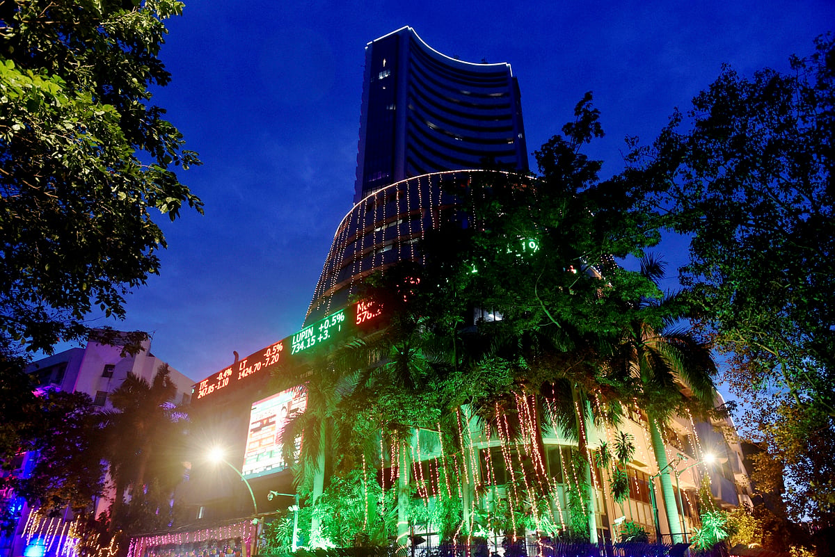 The Bombay Stock Exchange building in Mumbai decked up for the traditional Muhurat trading on Diwali day.