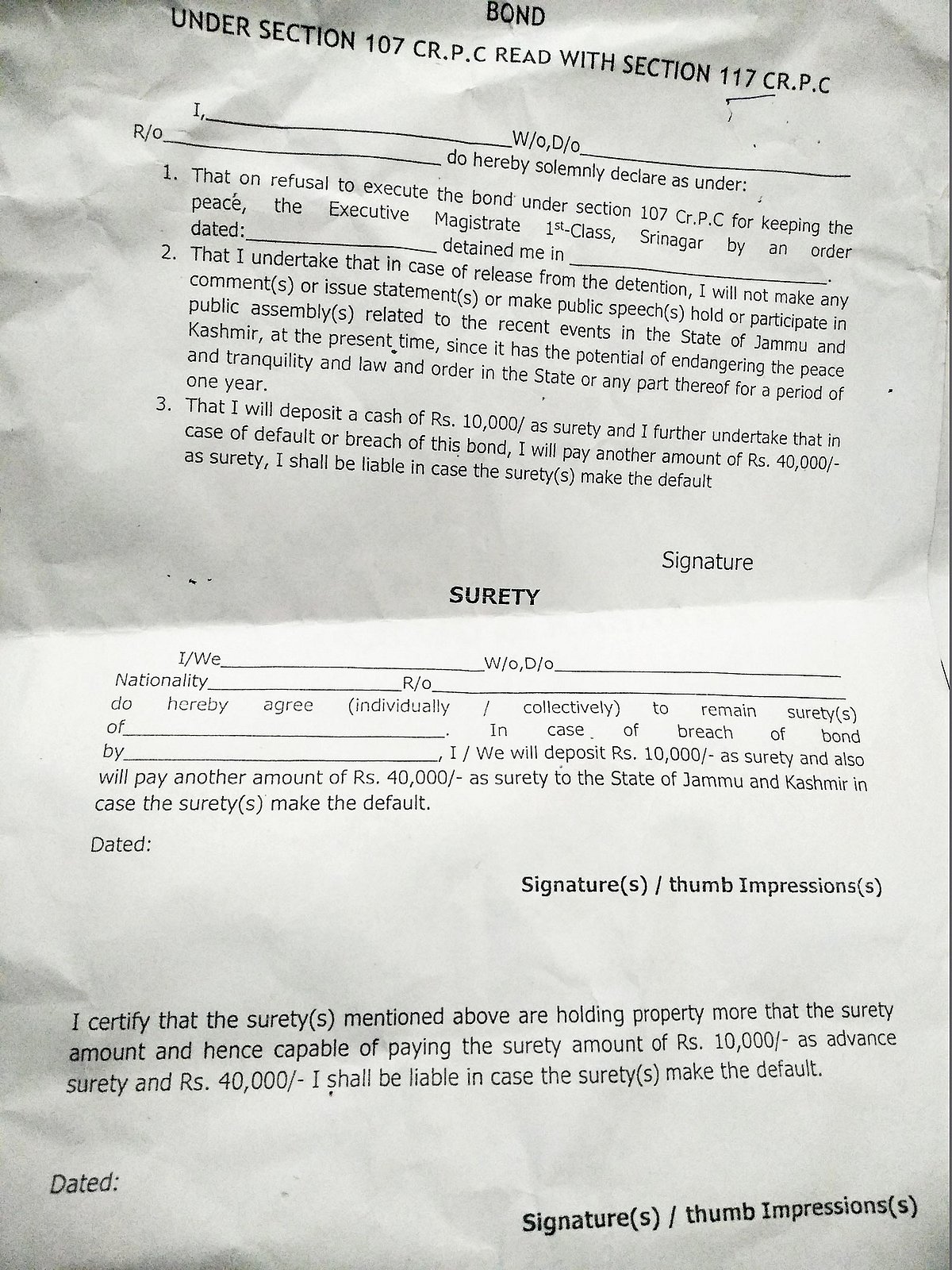 Jammu and Kashmir: Modi govt forcing detainees to sign a bond ensuring their silence on ‘recent events’