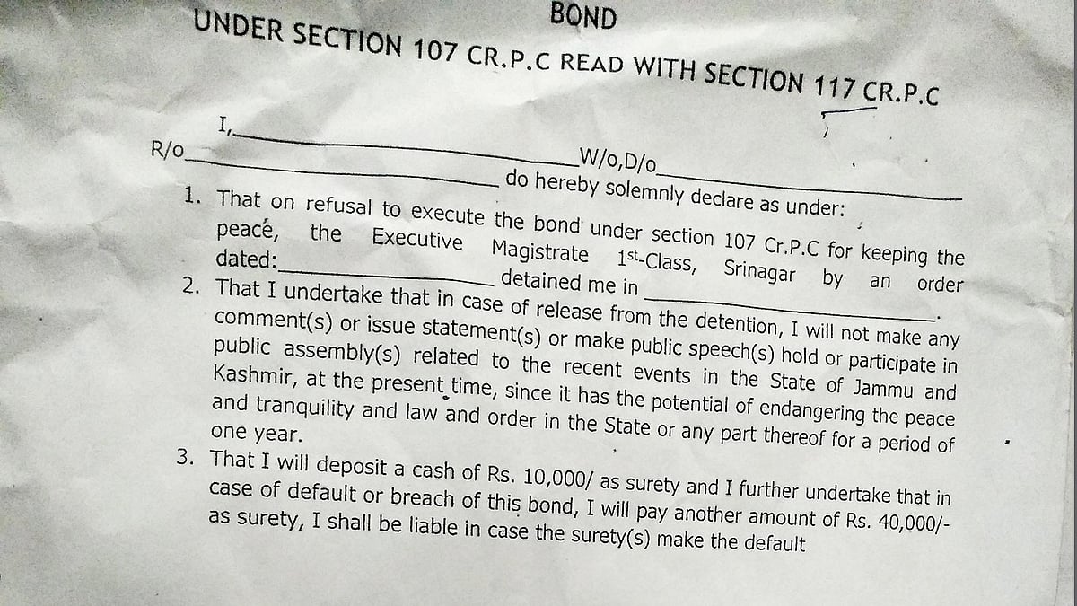 Jammu and Kashmir: Modi govt forcing detainees to sign a bond ensuring their silence on ‘recent events’