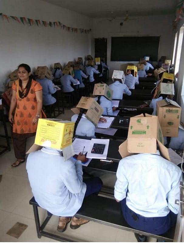 Bizarre! Karnataka students made to wear cartons to avoid copying