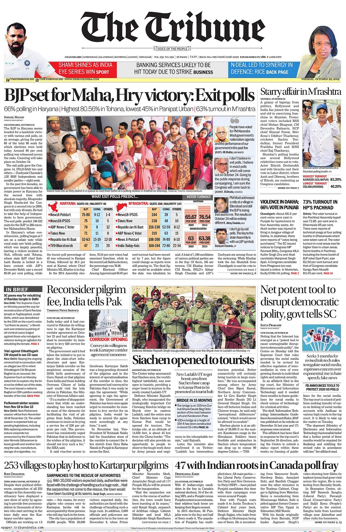 Front Pages This Morning - October 22, 2019  