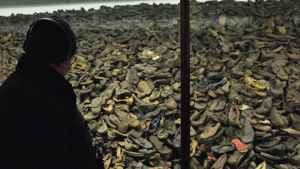 Shoes of victims seen inside the museum at Auschwitz I camp. Both Auschwitz I and Auschwitz II-Birkenau, German Nazi concentration and extermination camps, were liberated by the Soviet Red Army on January 27, 1945.