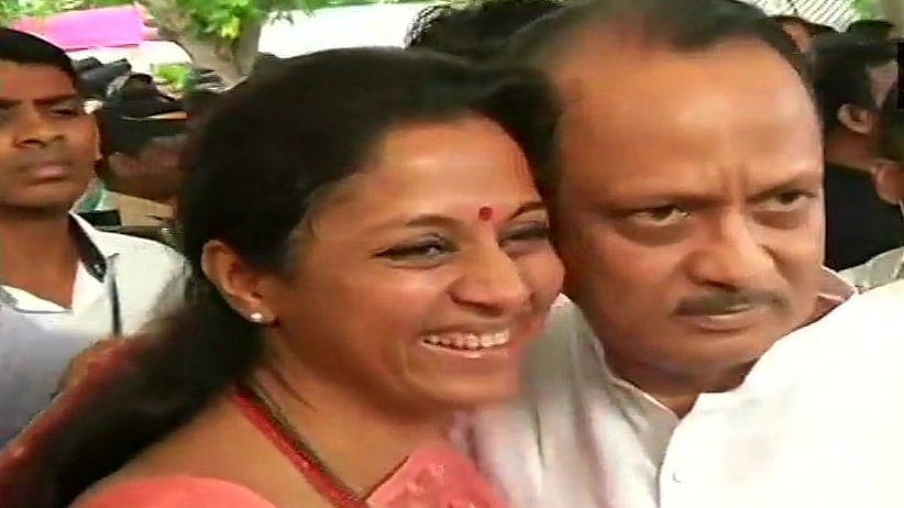 Supriya Sule greets cousin Ajit Pawar with a hug before Maharashtra session
