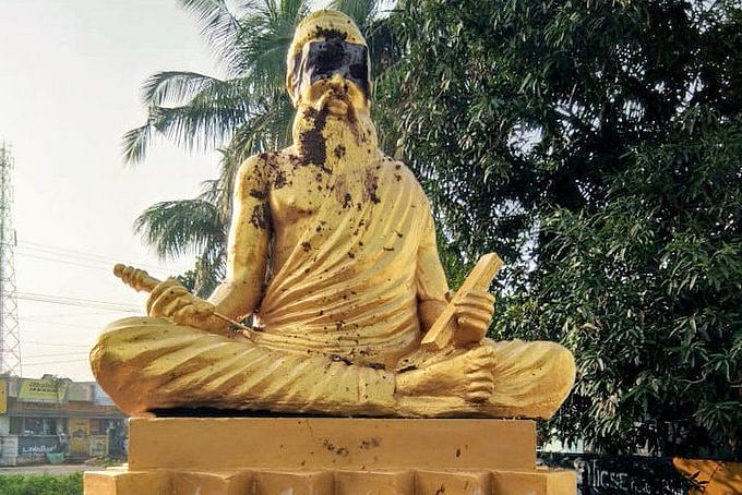 Leaders condemn desecration of Thiruvalluvar statue