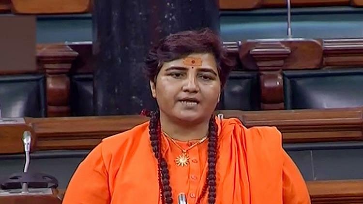 BJP MP Pragya Thakur speaking in Parliament (file photo, PTI)