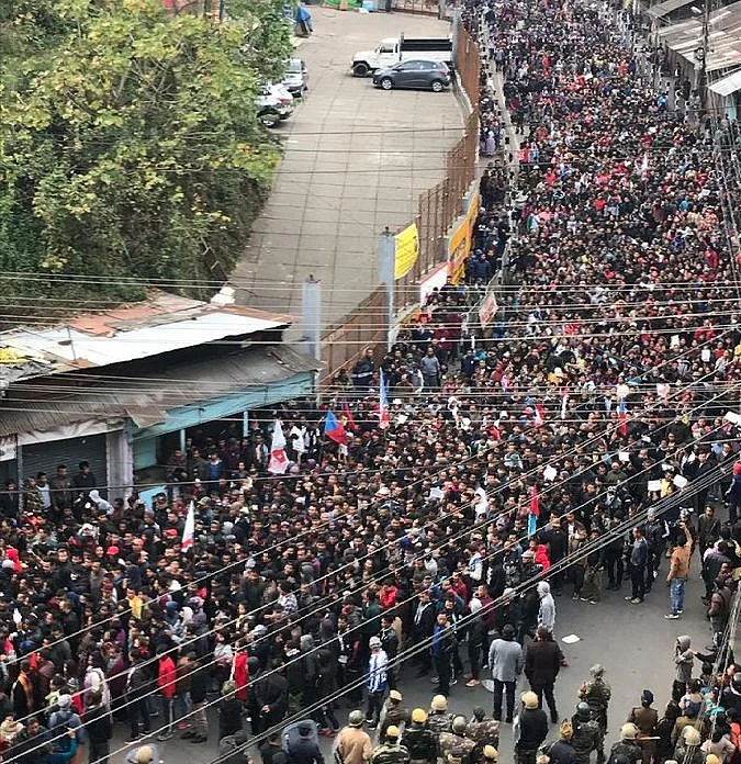 Protests over amended Citizenship act in Shillong (Twitter)&nbsp;