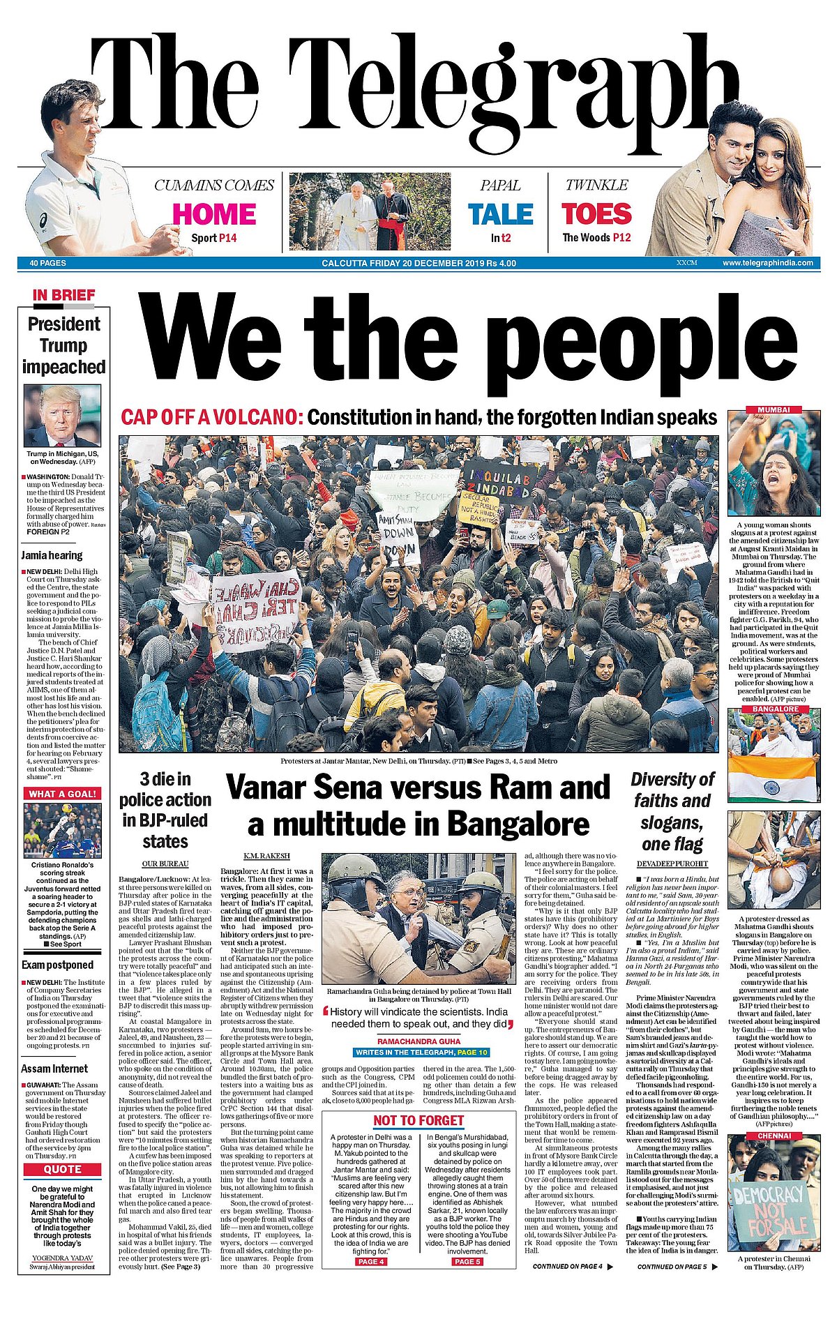 Front Pages This Morning - December 20, 2019  