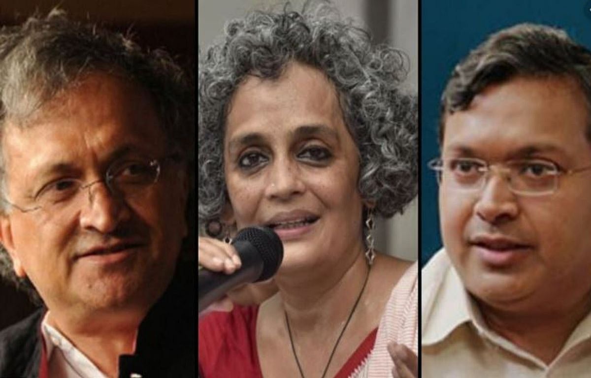 Ramachandra Guha, Arundhati Roy and Devdutt Pattanaik. (Photo:  The Quint)
