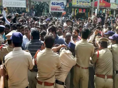People protesting in Hyderabad