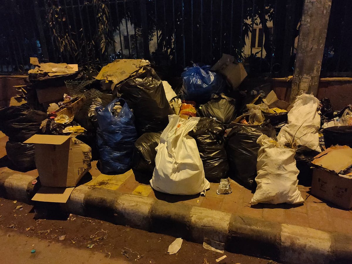 The trash collected by students from the road (Photo courtesy: Social media)