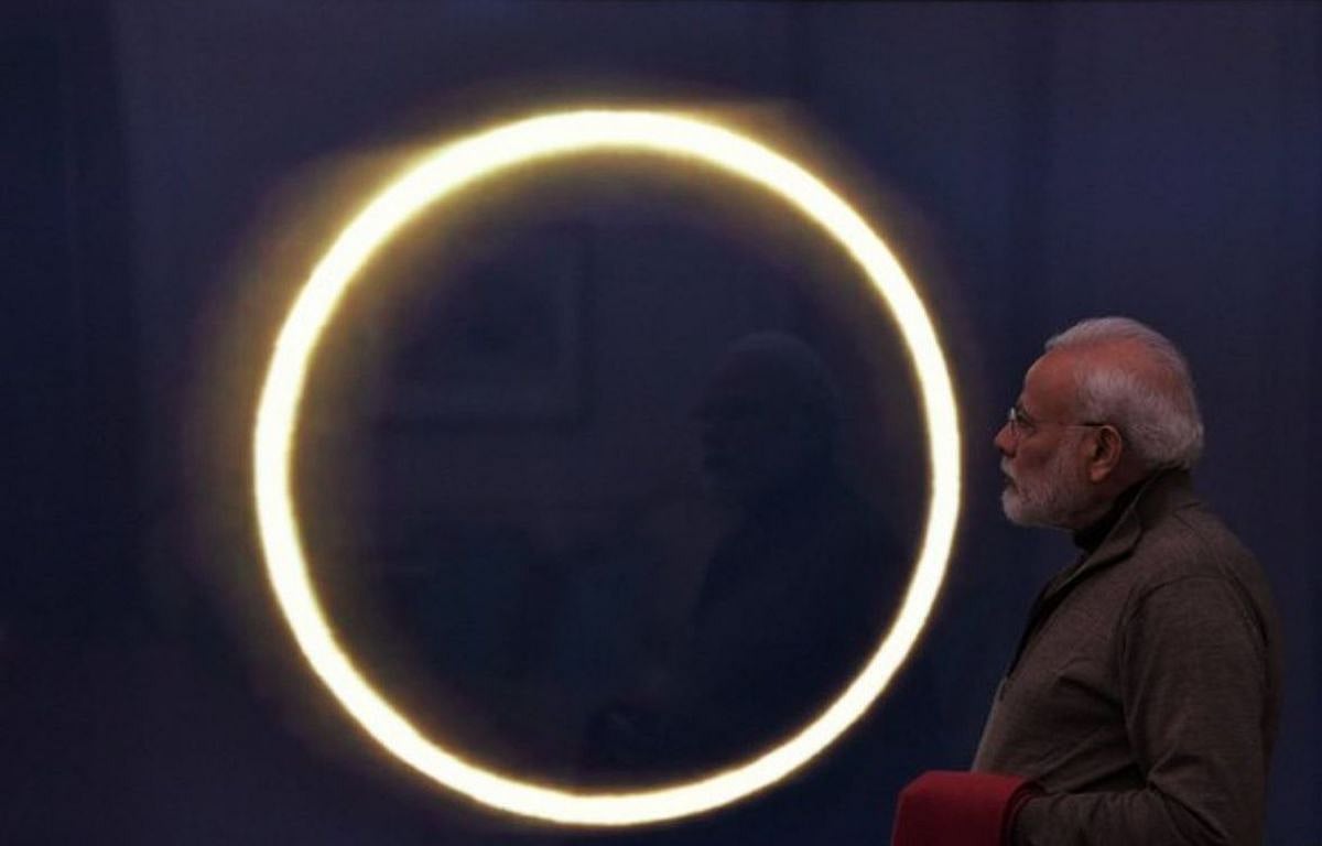 Prime Minister Modi catches glimpse of solar eclipse through live stream