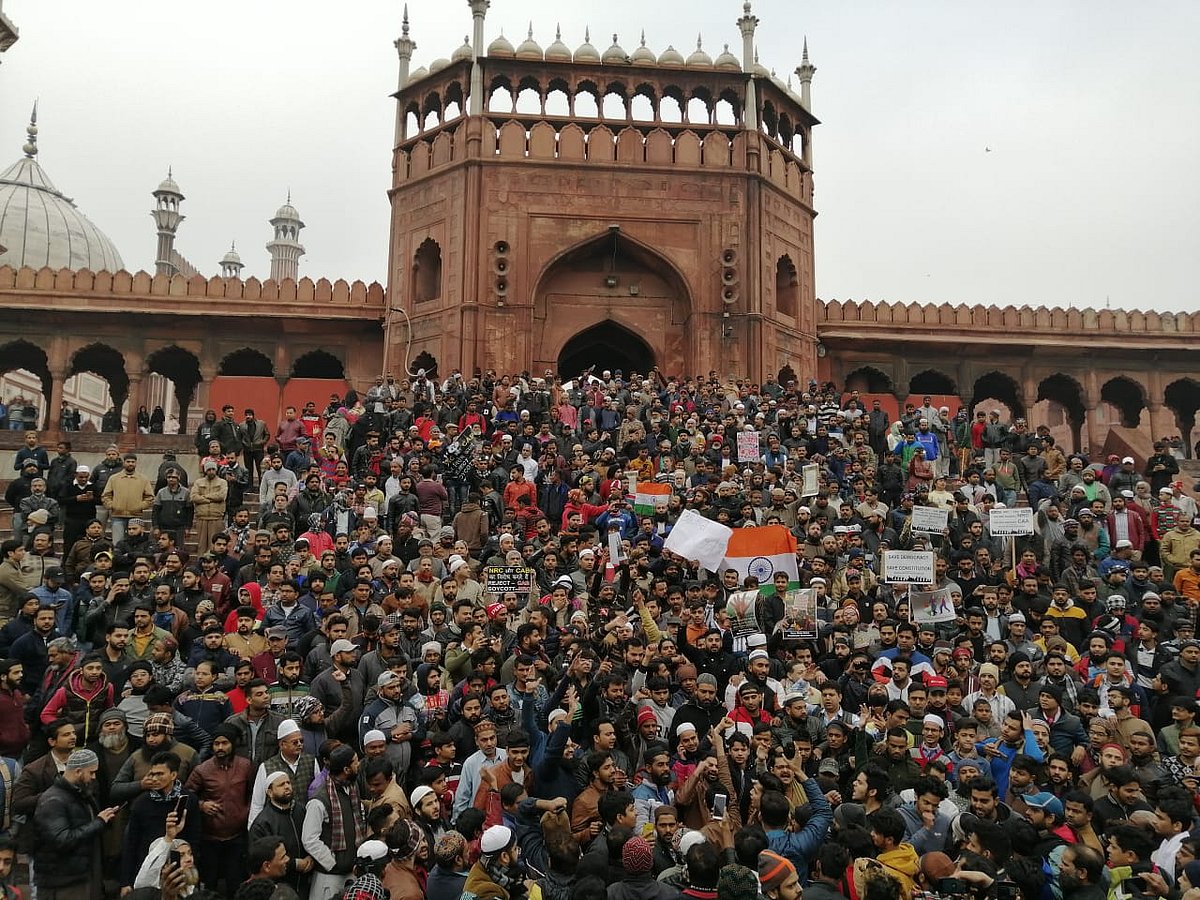 Thousands gathered at Delhi’s Jama Masjid and held a protest against the CAA and police action against university students.