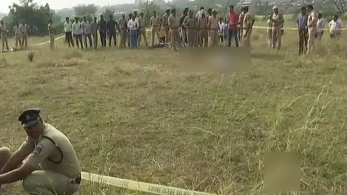 Pistol seen in the hand of one the accused in the rape and murder of the woman veterinarian killed in encounter on 06 December by Police.