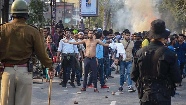 Thousands of people defied curfew in Guwahati on Thursday and took to streets, protesting against the Citizenship Amendment Bill. (PTI photo)