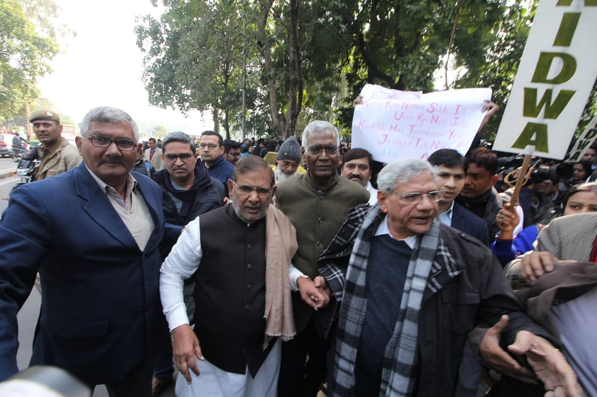 Opposition leaders join peoples’ march against JNU violence; VC has to go, says Sitaram Yechury