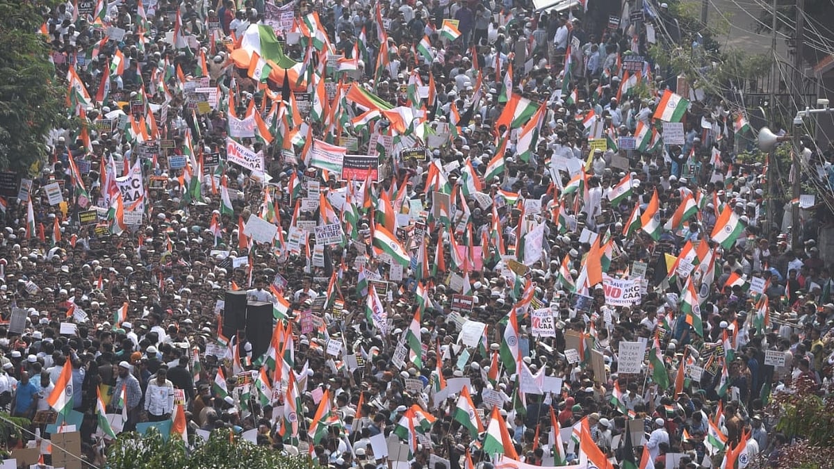 Massive crowd gathered in the anti-CAA demonstration in Hyderabad on January 4 (File Photo-IANS)