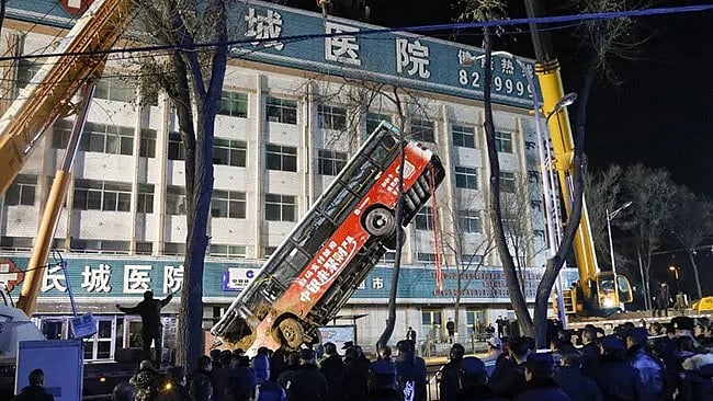 WATCH: Huge sinkhole swallows bus, kills six in China