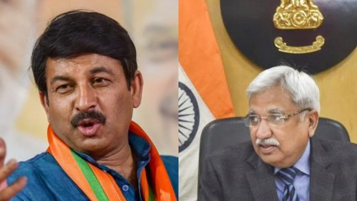Delhi BJP chief Manoj Tiwari (left) and CEC Sunil Arora.