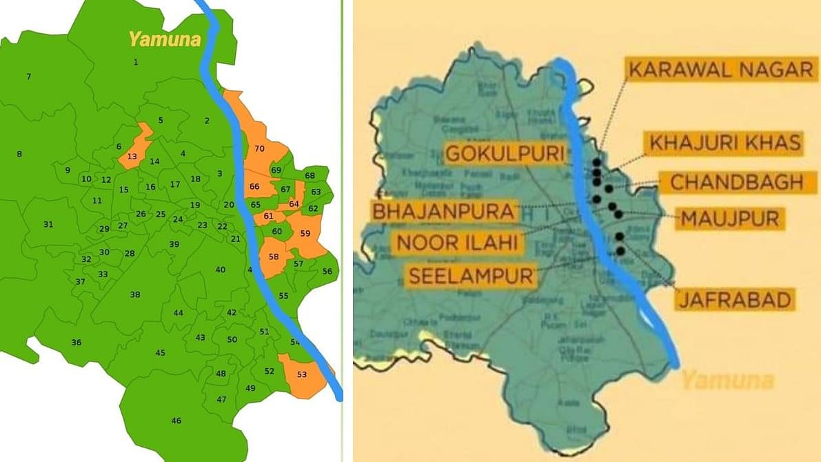 The map shows riots broke out in areas where BJP won in Delhi Assembly elections