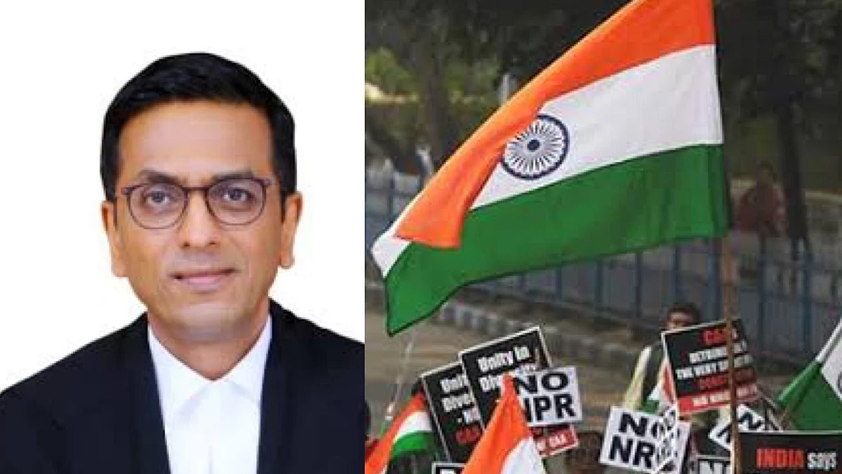 (Left) Justice Chandrachud; (Right) Anti-CAA protest