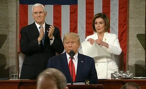 US House Speaker Nancy Pelosi rips up President Trump’s State of the Union speech copy 