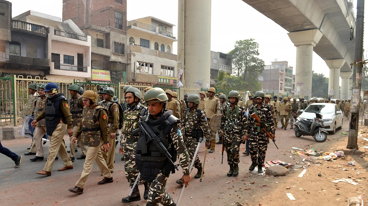 Security forces conduct flag march in areas of North-East Delhi