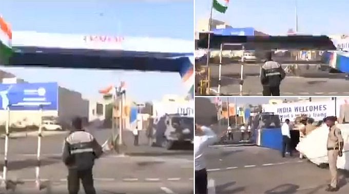 Entry gate at Motera stadium collapses ahead of Trump’s visit
