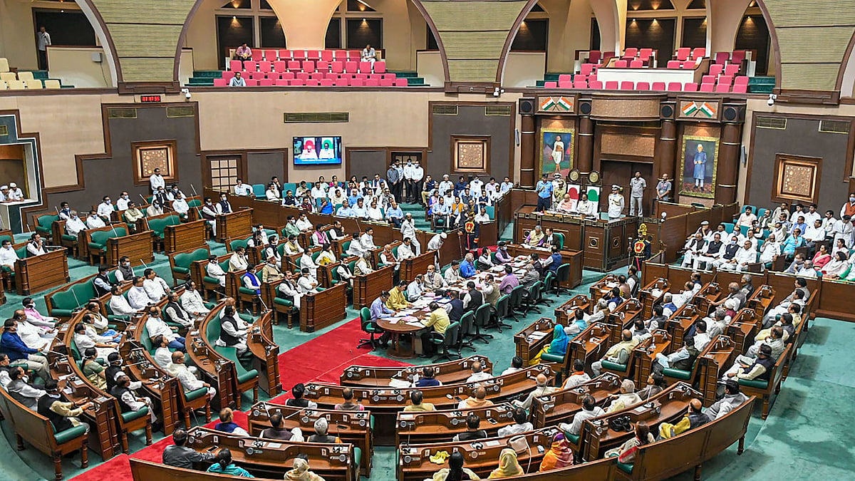 Madhya Pradesh Governor Lalji Tandon speaks during the budget session of state assembly, in Bhopal on Monday (PTI)