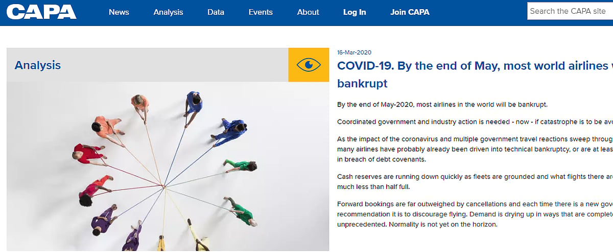 Coronavirus impact on global economy: Most airlines will be bankrupt within next 60 days, warns report