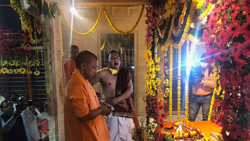 Prayer at Ayodhya during shifting of Ram Lalla from tent to makeshift temple