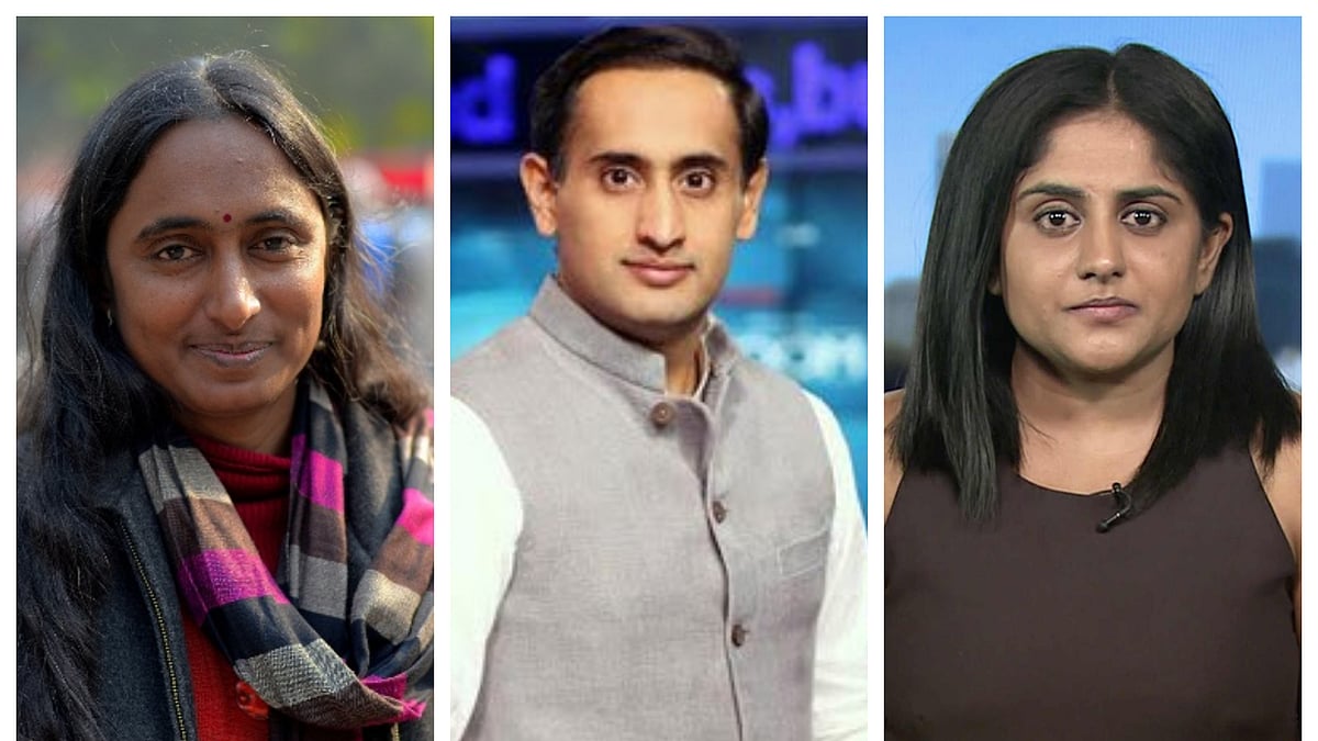 (Left) Kavita Krishnan; (Center) Rahul Kanwal; (Right) Suchitra Vijayan 