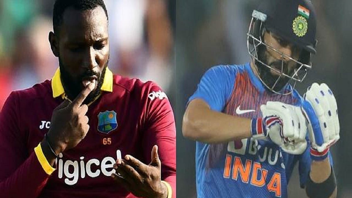 Indian captain Virat Kholi and West Indies fast bowler Kesrick Williams (Photo Courtesy: Twitter)