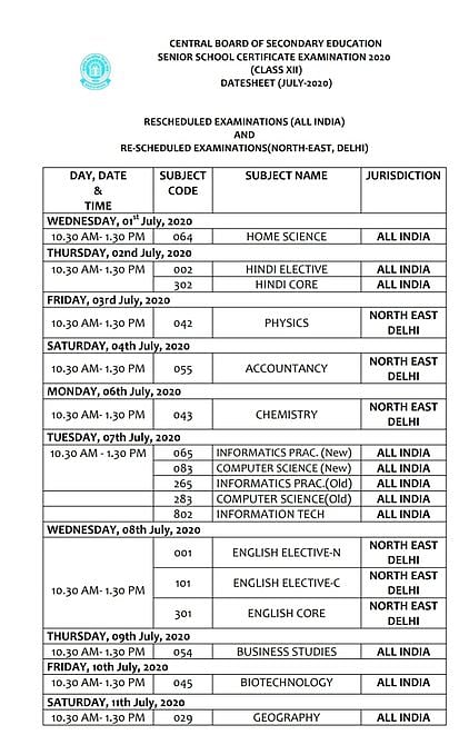 See full schedule: CBSE announces date sheet for pending class 10 and class 12 board exams