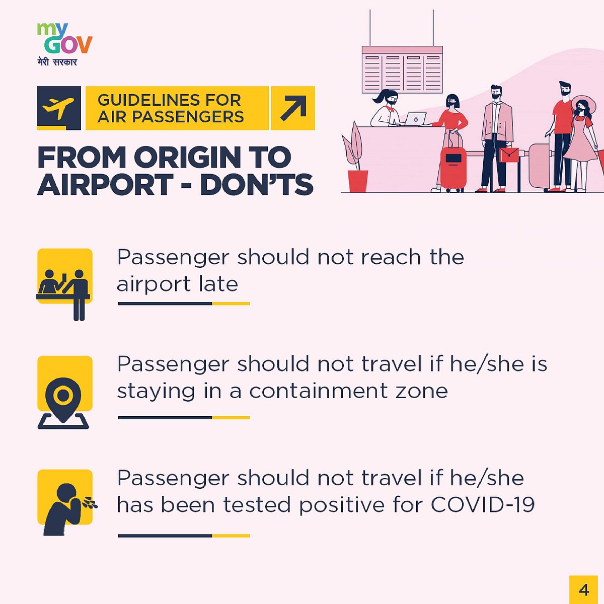 Main guidelines for domestic flights: People in containment zone not allowed air travel 