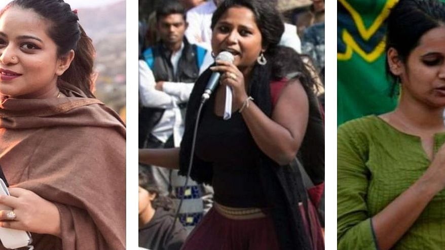 (Left to right)- Safoora Zargar, Devangana Kalita, Natasha Narwal
