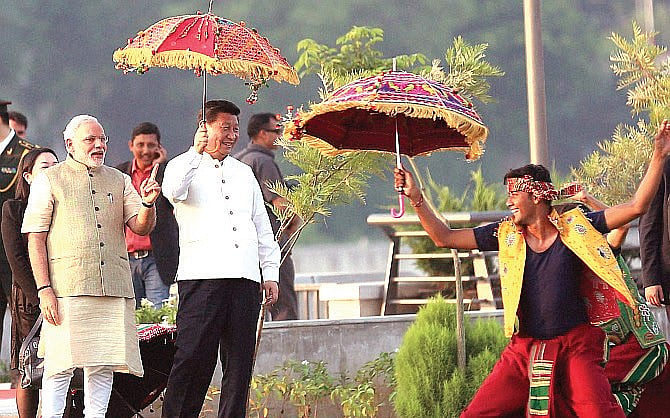 <b>Ahmedabad September, 2014</b>: Prime Minister Narendra Modi and Chinese President Xi Jinping in Ahmedabad