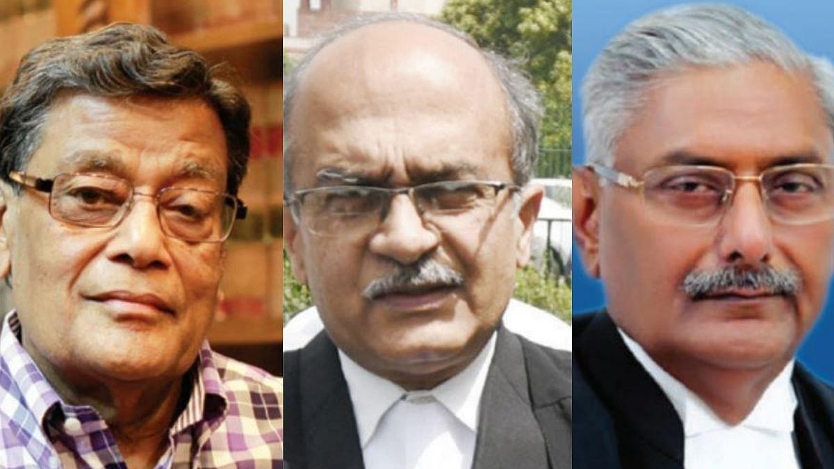 (from left) Attorney General KK Venugopal, senior advocate Prashant Bhushan and Justice Arun Mishra