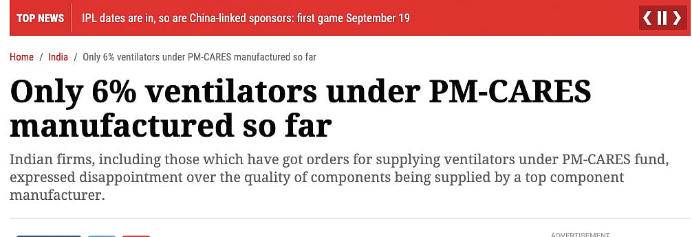 Made-in-India ventilators: Export banned in March but lifted in July