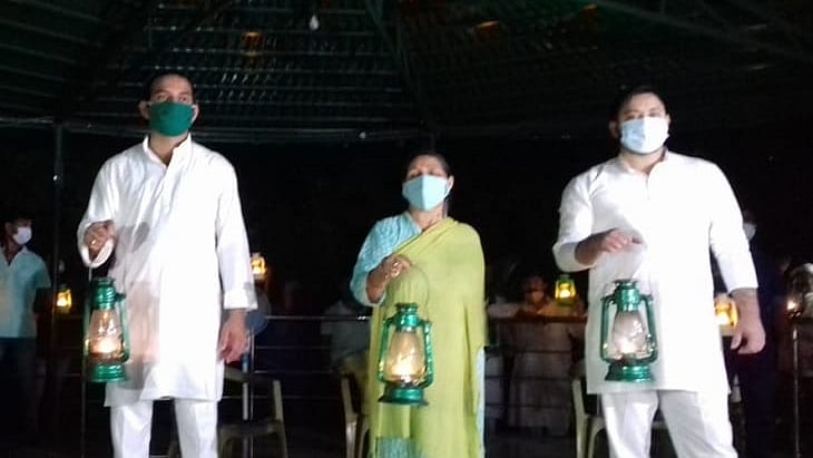 RJD protests against Nitish Kumar govt by lighting lamps